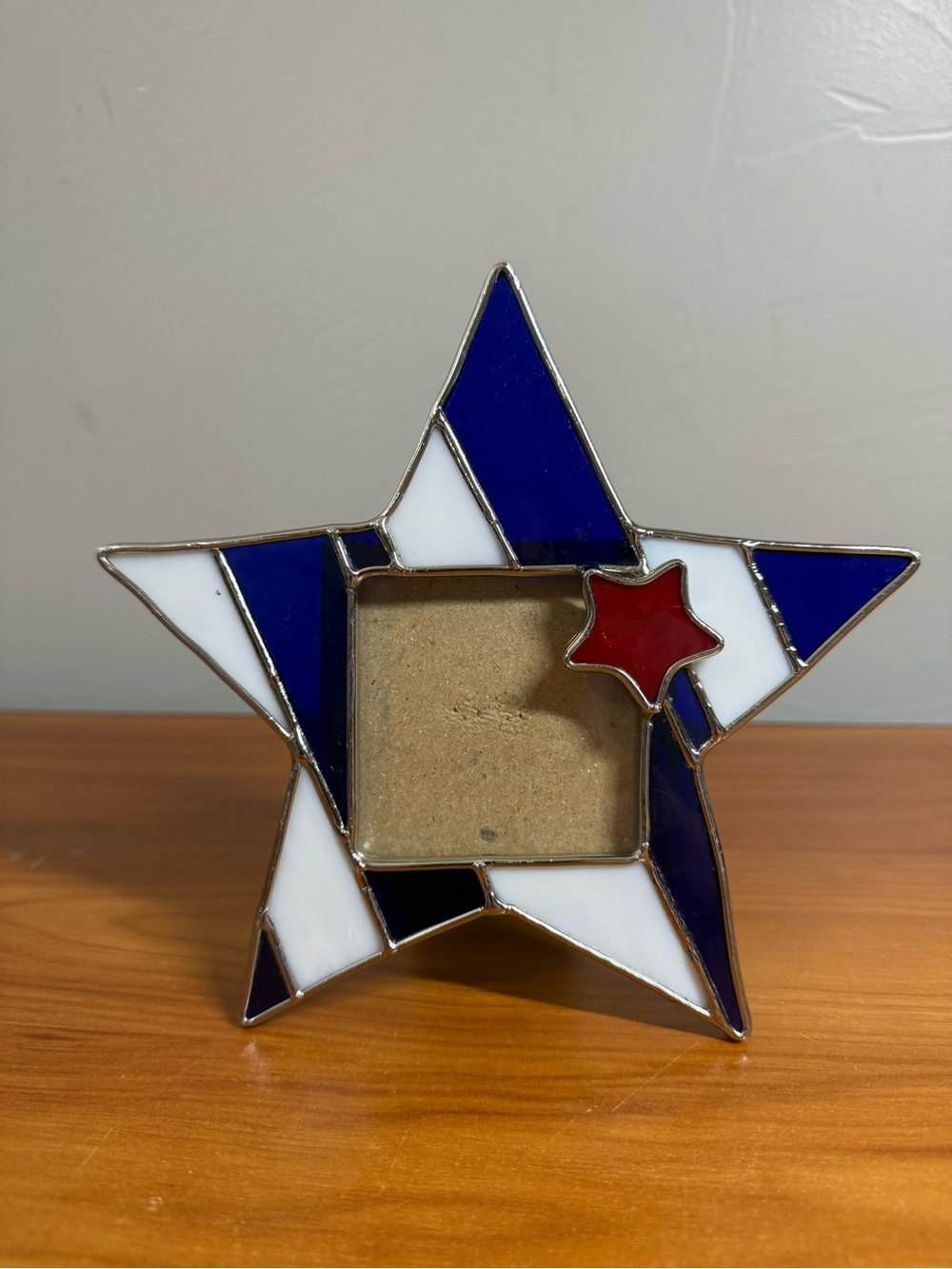 Handmade Stained Glass Patriotic Star 4th Of‎ July Picture Frame Small Photo